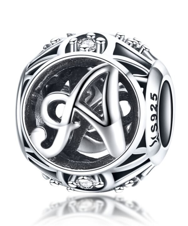 S925 Sterling Silver 26 English Letter Beads DIY Bracelet Necklace Accessories, A, B, C, D, E, F, G, H, I, J, K, L, M, N, O, P, Q, R, S, T, U, V, W, X, Y, Z