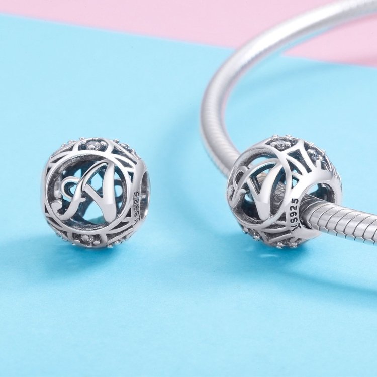S925 Sterling Silver 26 English Letter Beads DIY Bracelet Necklace Accessories, A, B, C, D, E, F, G, H, I, J, K, L, M, N, O, P, Q, R, S, T, U, V, W, X, Y, Z - Image 4