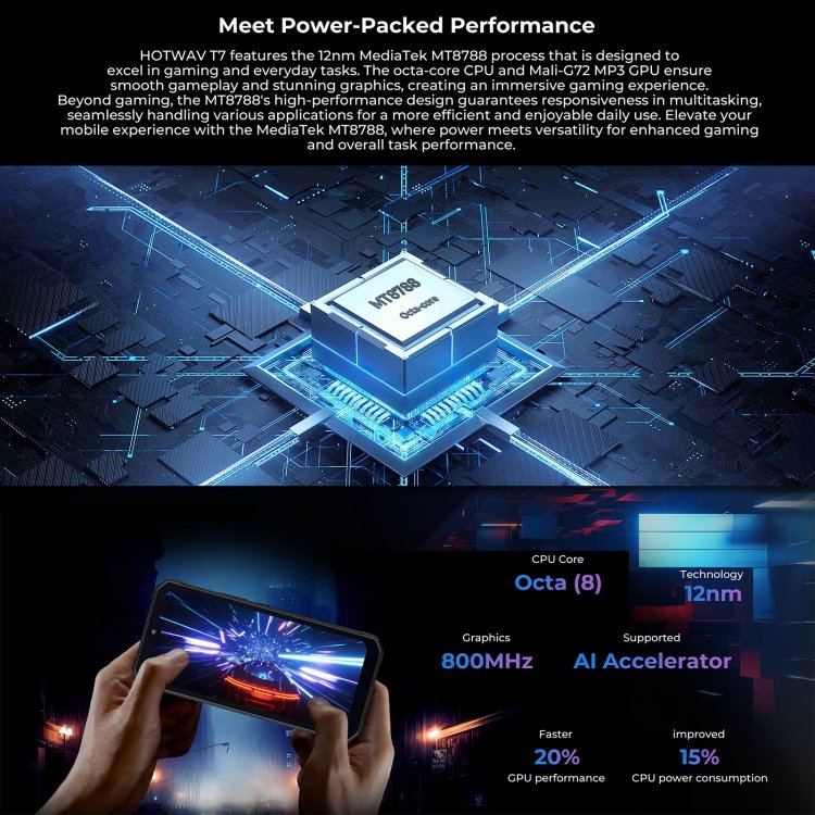 HOTWAV T7 Rugged Phone, 6280mAh, 6.52 inch Android 13 MT8788 Octa Core, Network: 4G, OTG, 4GB+128GB - Image 11