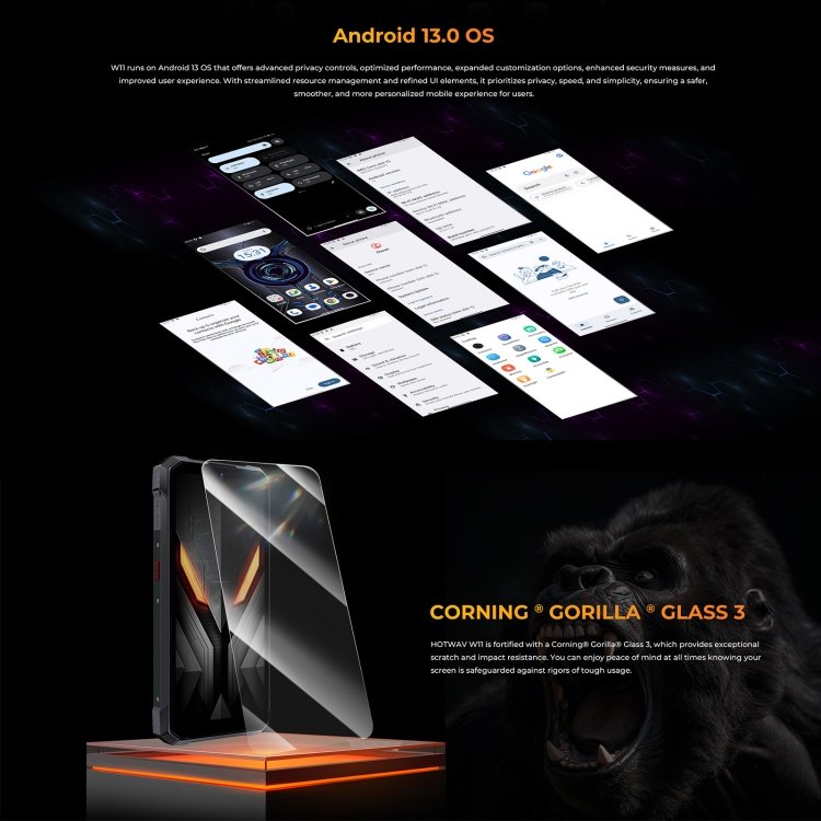 HOTWAV W11 Rugged Phone, Night Vision, 20800mAh, 6.6 inch Android 13 MT8788 Octa Core, Network: 4G, OTG, Recording Call, 6GB+256GB - Image 21