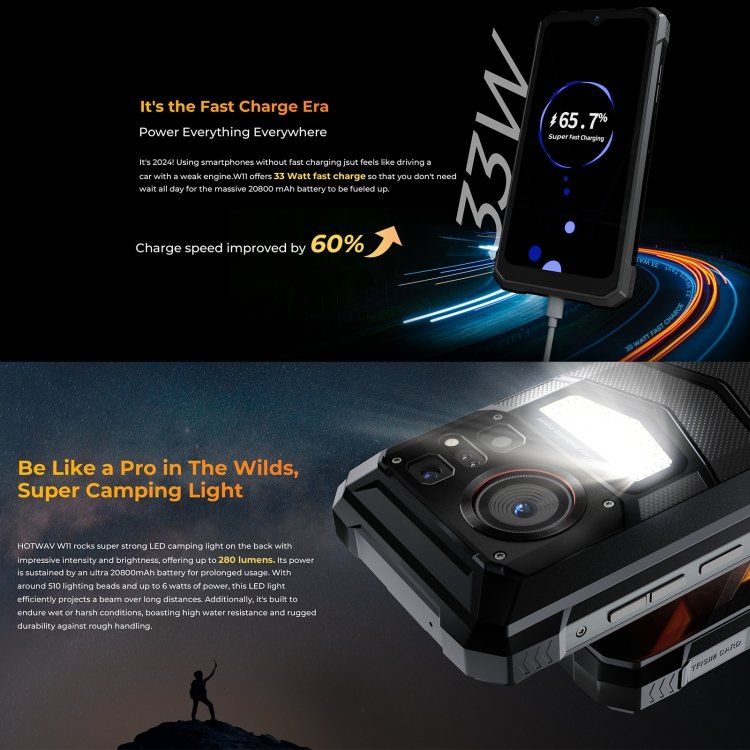 HOTWAV W11 Rugged Phone, Night Vision, 20800mAh, 6.6 inch Android 13 MT8788 Octa Core, Network: 4G, OTG, Recording Call, 6GB+256GB - Image 12
