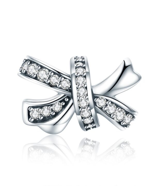 S925 Sterling Silver Sweet Bow Beads DIY Bracelet Necklace Accessories