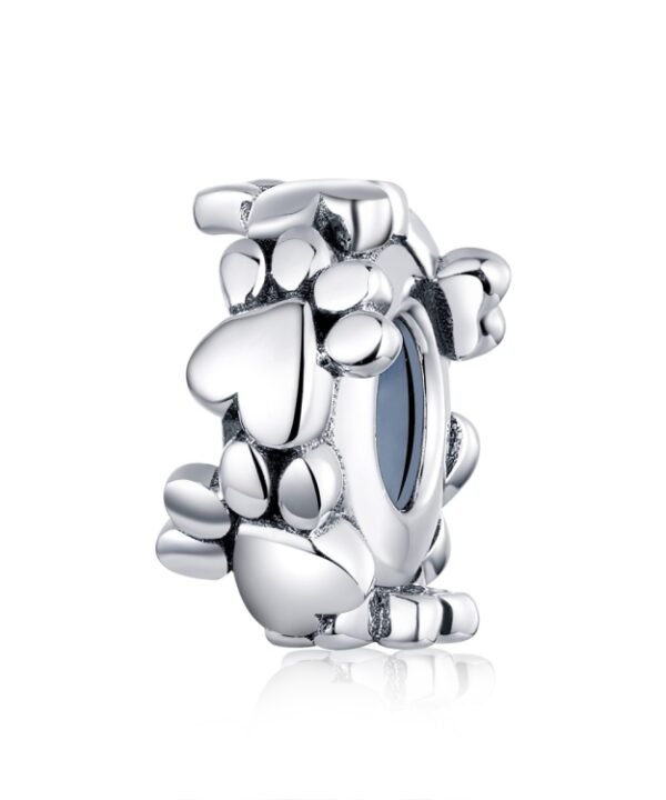 Heart Shaped Beaded Bracelet Accessories Sterling Silver S925 Separate Beads Love Footprints Loose Beads