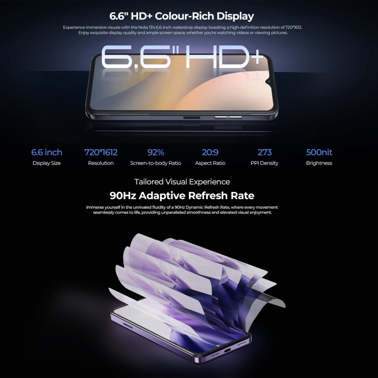 HOTWAV Note 13, Side Fingerprint Identification, 6.6 inch Android 13 T606 Octa Core up to 1.6GHz, Network: 4G, OTG, 4GB+128GB - Image 7