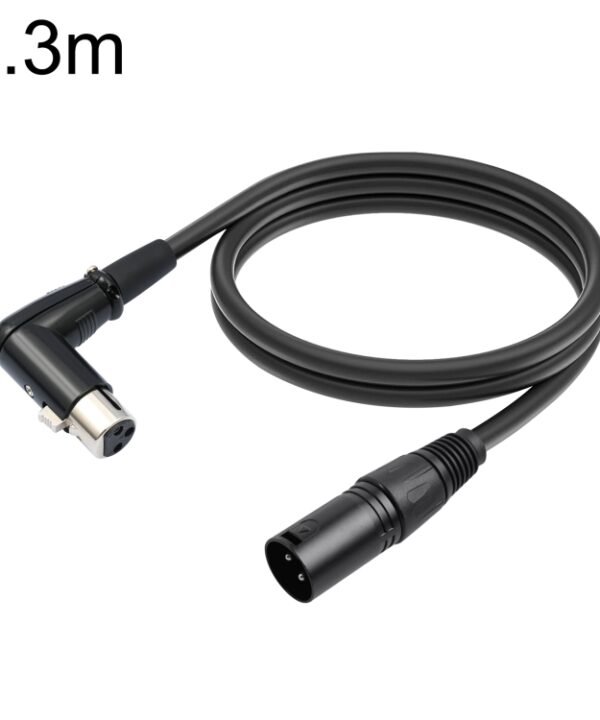 XK041L XLR 3pin Straight Male to Elbow Female Audio Cable, 0.3m, 1m, 2m, 3m, 5m, 10m