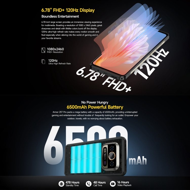 Ulefone Armor 25T Pro Rugged Phone, Thermal Imaging, 6.78 inch Android 15 MediaTek Dimensity 6300 Octa Core, Network: 5G, NFC, 8GB+256GB - Image 12