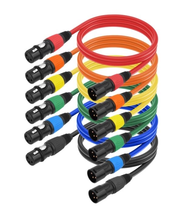 6 Color / Set JC1015 XLR 3pin Male to Female Audio Cable, 1m, 1.8m