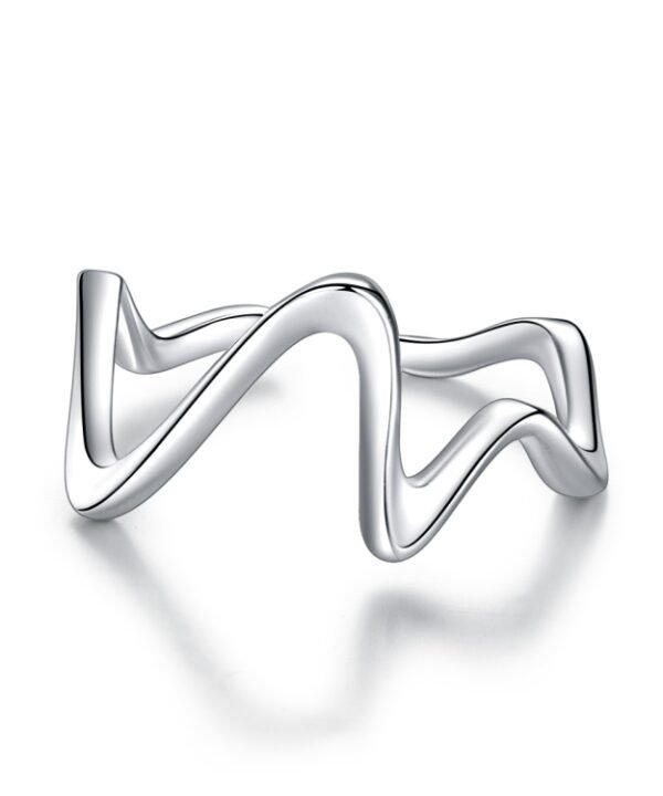 S925 Sterling Silver Simple Wave Curve Women Ring