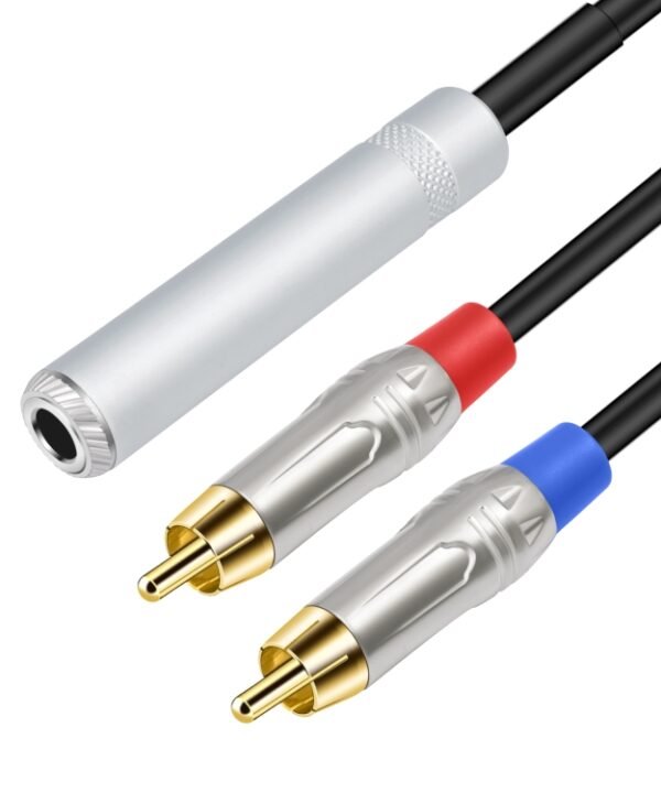 6.35mm 1/4 TRS Stereo Female to Dual RCA Male Y-type Audio Cable, 6.35mm F to 2 RCA