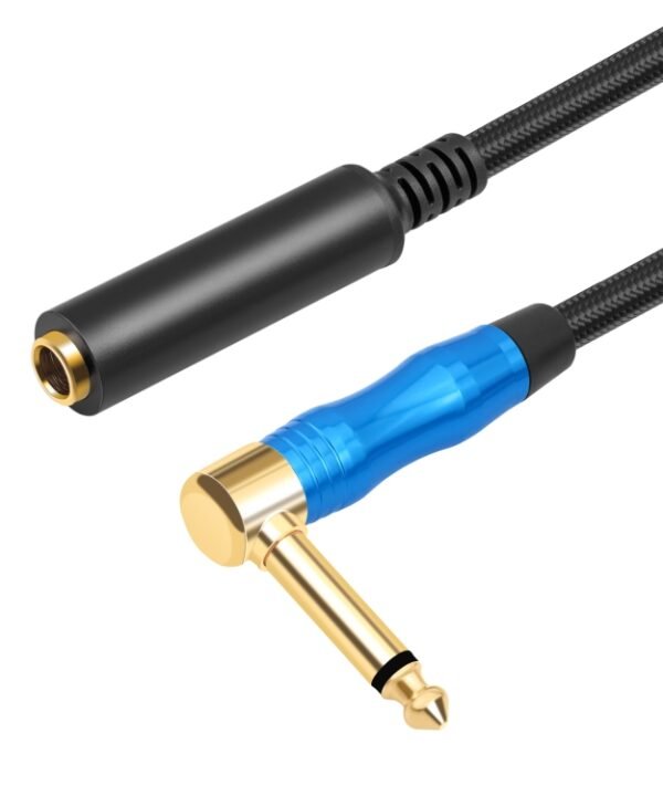 6.35mm 1/4 TRS Male Mono Elbow to Female Electric Guitar Audio Cable, 0.3m, 1m, 1.8m