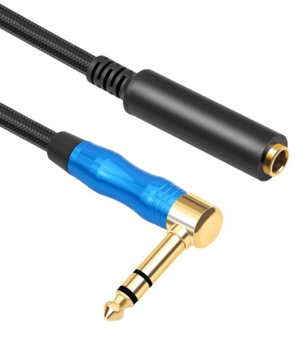 6.35mm 1/4 TRS Male Stereo Elbow to Female Electric Guitar Audio Cable, 0.3m, 1m, 1.8m