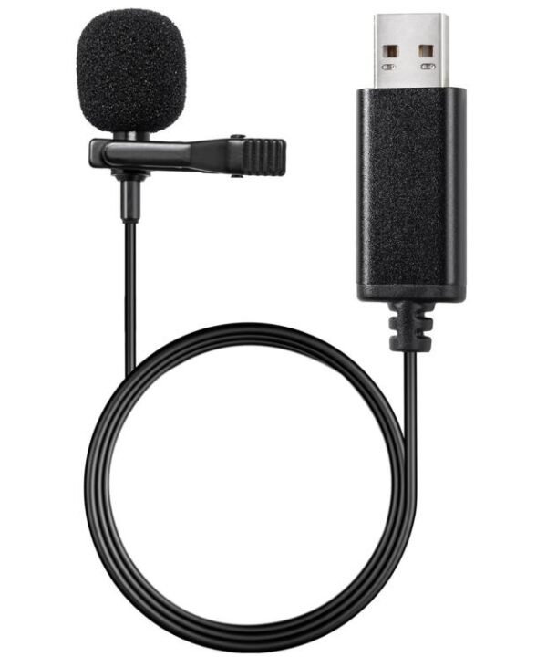 USB Interface Lavalier Microphone for Laptop Live Conference Recording, USB Interface