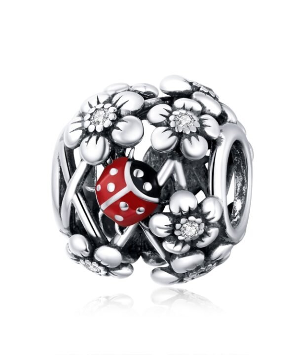 S925 Sterling Silver Garden Elves Ladybug Beads DIY Bracelet Necklace Accessories