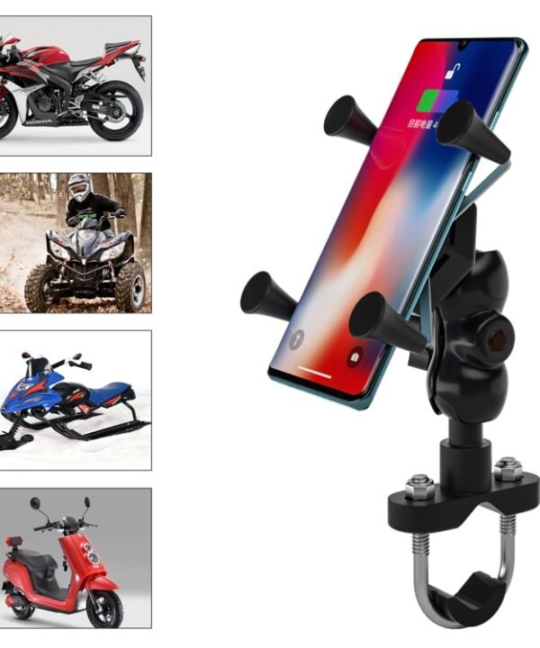 WUPP CS-1133A1 Motorcycle Four-claw X Shape Adjustable Mobile Phone Holder Bracket, Double Tap Buckle Version