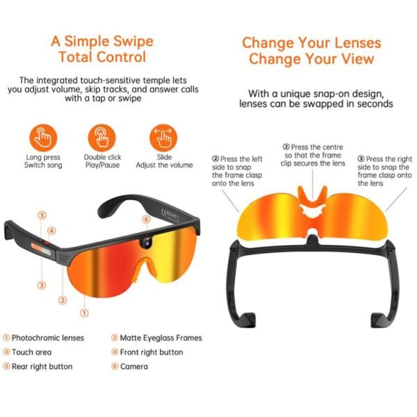 AIMB-G5 8MP Outdoor Cycling Smart AI Sports Glasses