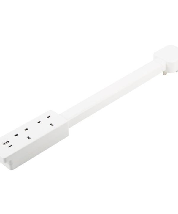 UK Plug Square Power Outlet Extender Power Socket Extension Tool With USB / Type-C Fast Charging, 3 AC + USB, UK Plug