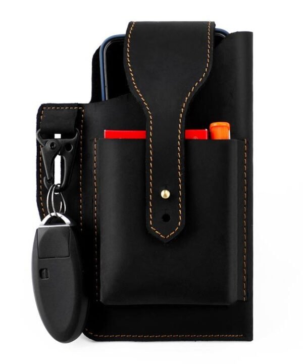 Vintage Genuine Leather Men Waist Bag Outdoor Sports Mobile Phone Belt Pouch