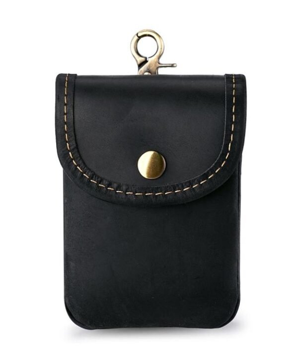 Vintage Genuine Leather Men Small Waist Bag Cigarette Case Keys Coin Purse