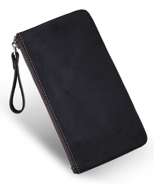 Vintage Genuine Leather Large Capacity Clutch Bag Phone Organizer Wallet Pen Case