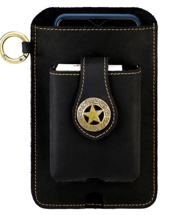 Vintage Genuine Leather Men Waist Bag Outdoor Work Mobile Phone Belt Pouch
