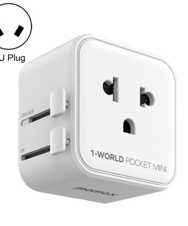 MOMAX UA37 1-World Pocket Mini Ultra-thin Universal Travel Adapter, AU Plug, EU Plug, UK Plug, US Plug