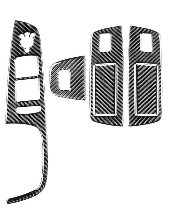 6 in 1 Car Carbon Fiber Window Glass Lifter Panel Decorative Sticker for Audi Q7 2008-2015, Left Drive