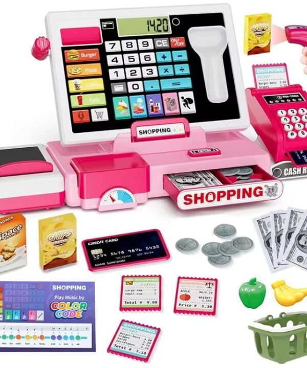 Children Shopping Cash Register Playset with Real Calculator