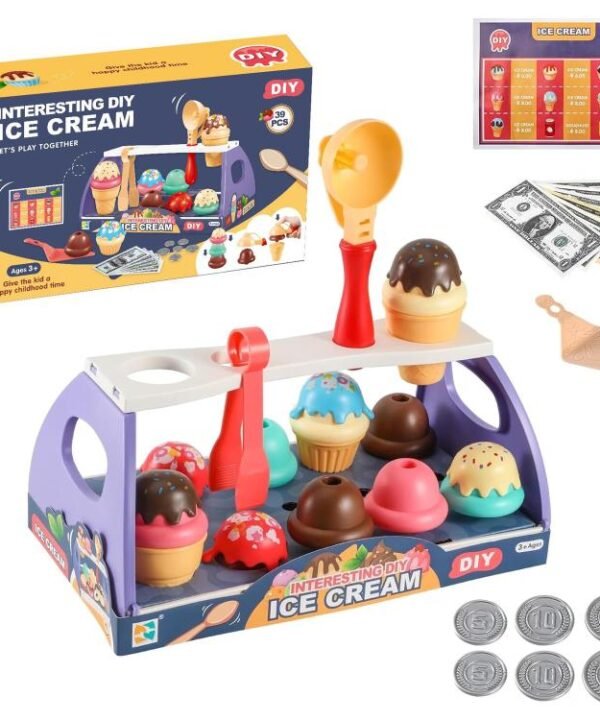 Parent-child Interaction Pretend Play DIY Ice Cream Cone Sackable Store Game