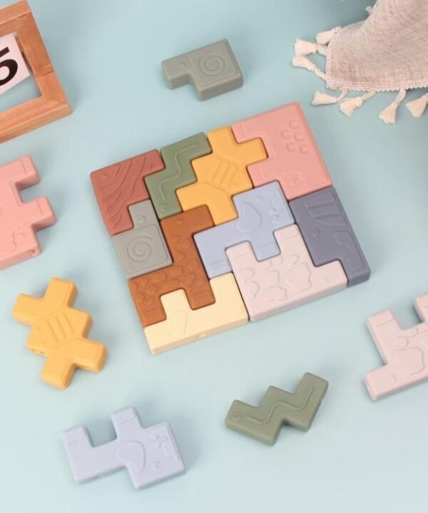 10pcs / Set Children Early Educational Soft Building Block Relief-carved Stacking Game, Animals, House