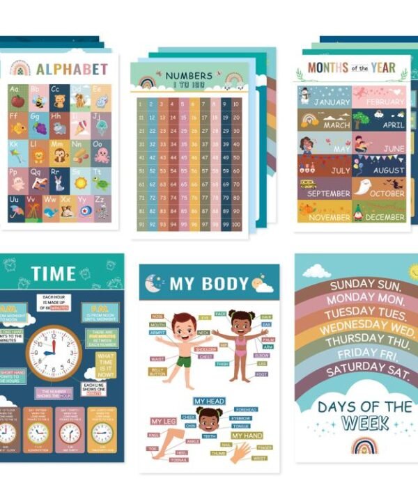 16pcs / Set Children Early Education Bohemian Style English Learning Wall Charts