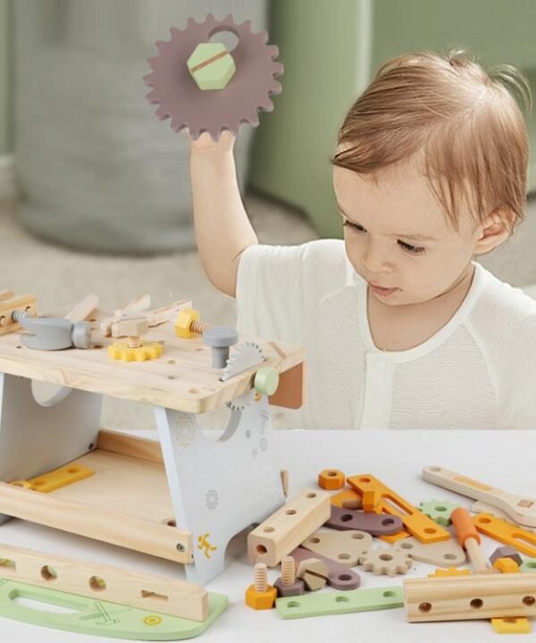 Simulation DIY Children Pretend Play Multifunctional Wooden Tool Bench