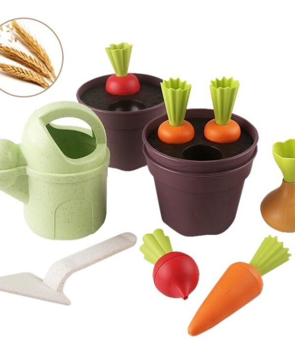 Wheat Straw Children Pretend Play Early Education Toy Potted Plant Set