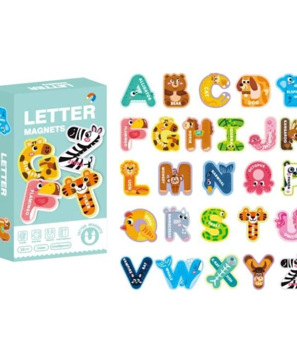 Kids Early Education Magnetic Refrigerator Puzzle Educational Toy, 26pcs Letter, Animals, Cars, Numbers, 26pcs Lowercase