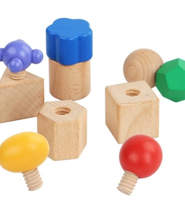 Kid Wooden Screw Matching Game Montessori Nut Bolt Disassembly Toy, Shape, Five-pin