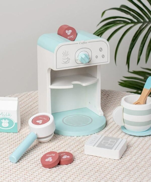 Children Pretend Play Wooden Simulation Coffee Machine Toy