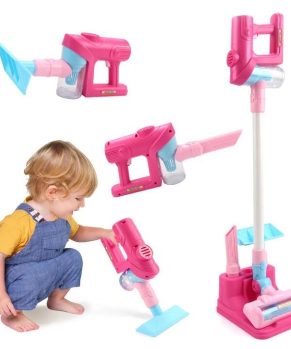 Children Pretend Play Electric Simulation Sound and Light Vacuum Cleaner with Base, with Base