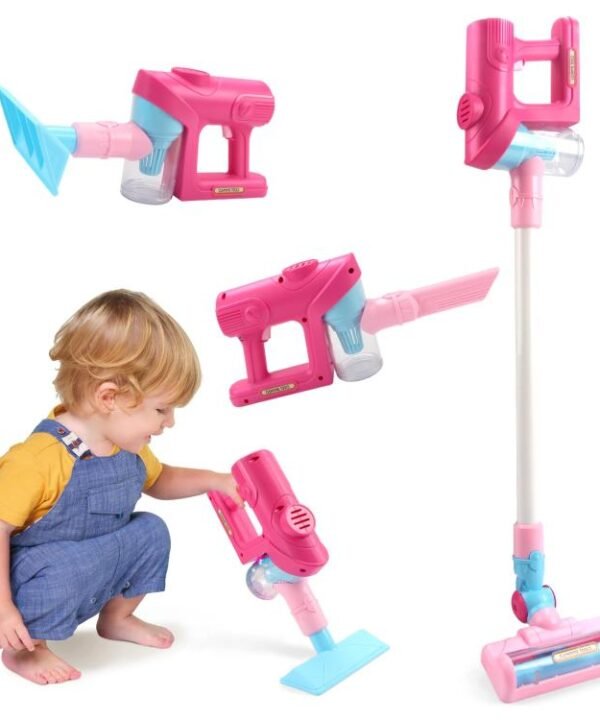 Children Pretend Play Electric Simulation Sound and Light Vacuum Cleaner, without Base (Pink), without Base (Green)