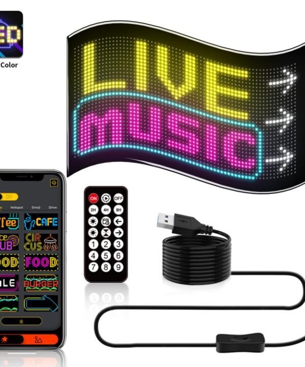Double Row Ultra-Thin Waterproof LED Flexible Advertising Matrix Display Screen, USB 32x64 Pixels, USB 32x96 Pixels, USB 32x128 Pixels, USB 32x160 Pixels, USB 32x192 Pixels