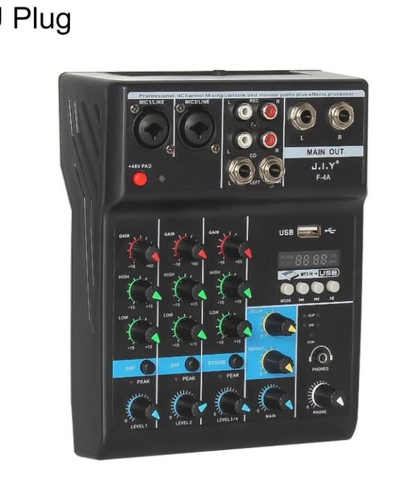 F-4A Multi-function Professional 4-way Recording Mixer Bluetooth Live Streaming Sound Card, EU Plug, UK Plug, US Plug, without Plug
