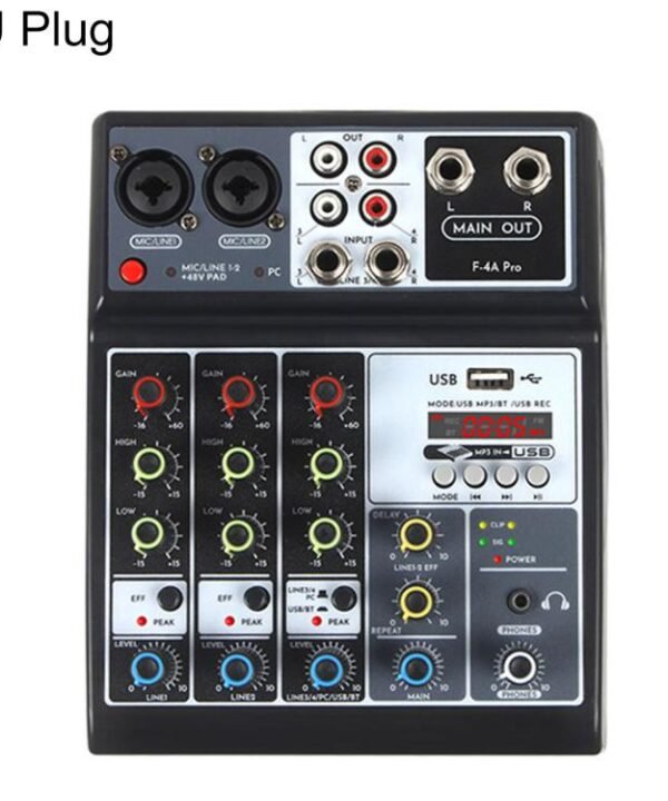 F-4A Pro Multi-function Professional Recording Mixer Bluetooth Live Streaming Sound Card, EU Plug, UK Plug, US Plug