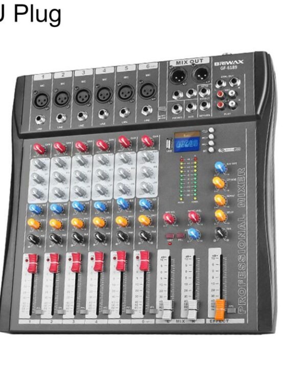 CT-6 6-Channel Professional Bluetooth Mixer with Amplifier, EU Plug, UK Plug, US Plug