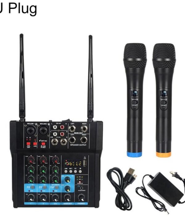 G4D 4-Channel Multi-function Professional Bluetooth Mixer with Amplifier & Microphone, Standard Black Microphone, Standard Gold Microphone, Rechargeable Microphone