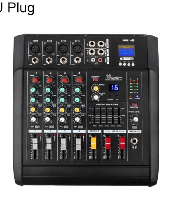 402D 4-Channel Multi-function Professional Bluetooth Mixer with Amplifier, EU Plug, UK Plug, US Plug