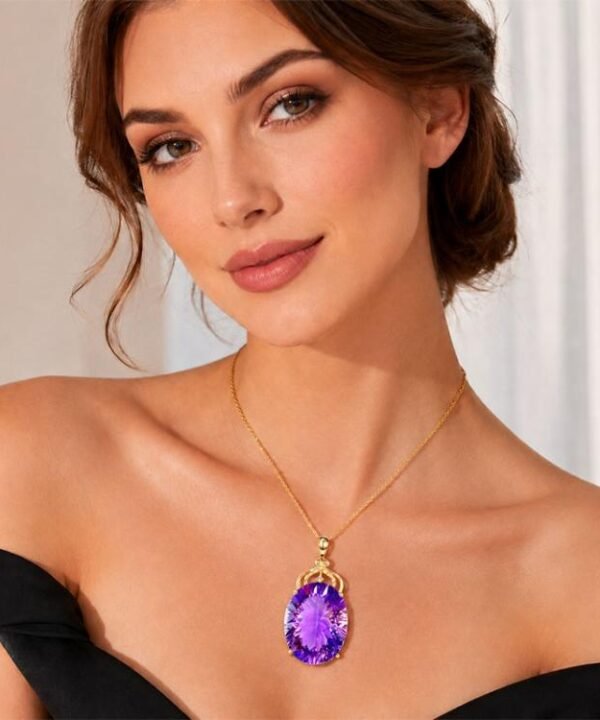Amethyst Crystal Gemstone Pendant Necklaces