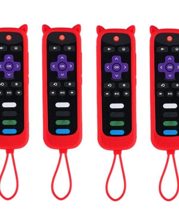 XDcase 4pcs Cute Cat Ears Silicone Protective Case with Mini Strap, For TCL Roku TV Remote