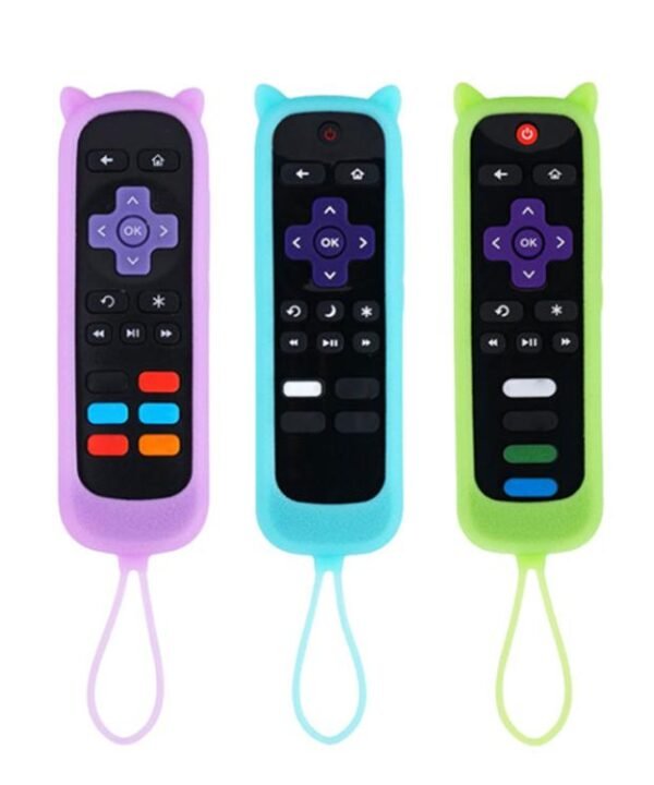 XDcase 3pcs Cute Cat Ears Silicone Protective Case with Mini Strap, For TCL Roku TV Remote