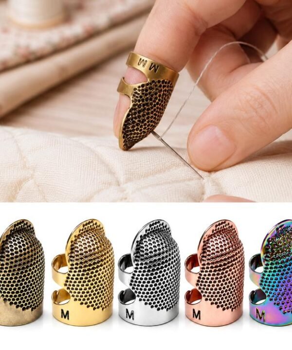 2pcs / Set S and M Household Adjustable Metal Sewing Thimble Finger Protectors, S and M