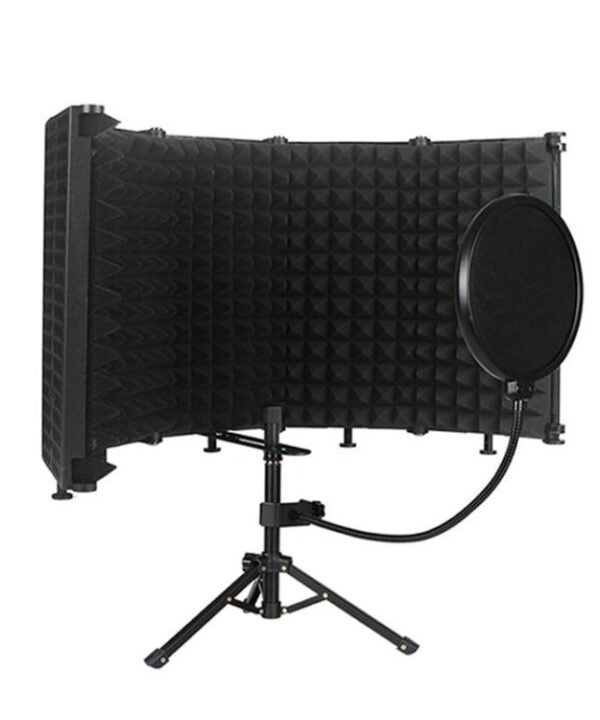 M5P Foldable Five-Panel Microphone Isolation Shield with Phone Clip, Tripod, Pop Filter Kit, M5P Isolation Shield+Phone Clip+Tripod+Pop Filter