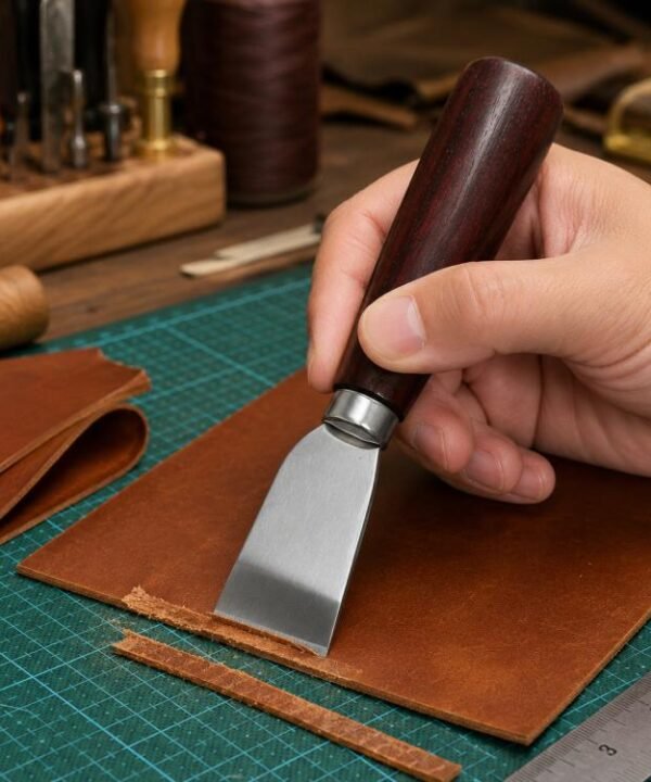 Solid Wood Handle Stainless Steel Leather Cutter Cutting Tool