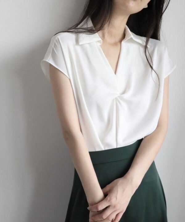 Women Twist V-neck Cap Sleeve Blouse, S, M, L, XL, XXL